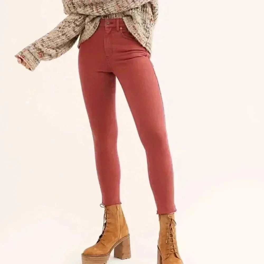 Free People Mocha Raw High Rise Jeggings